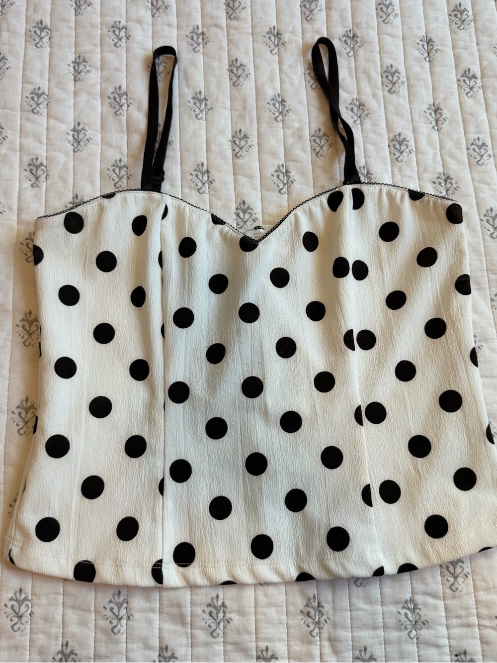 Zara Black and White Polka Dot Bustier Crop Top
